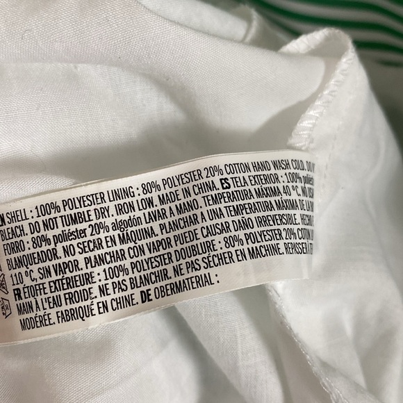 English Factory Tie Sleeve Bow Bardot Dress Striped Green and White Size M - Picture 14 of 16